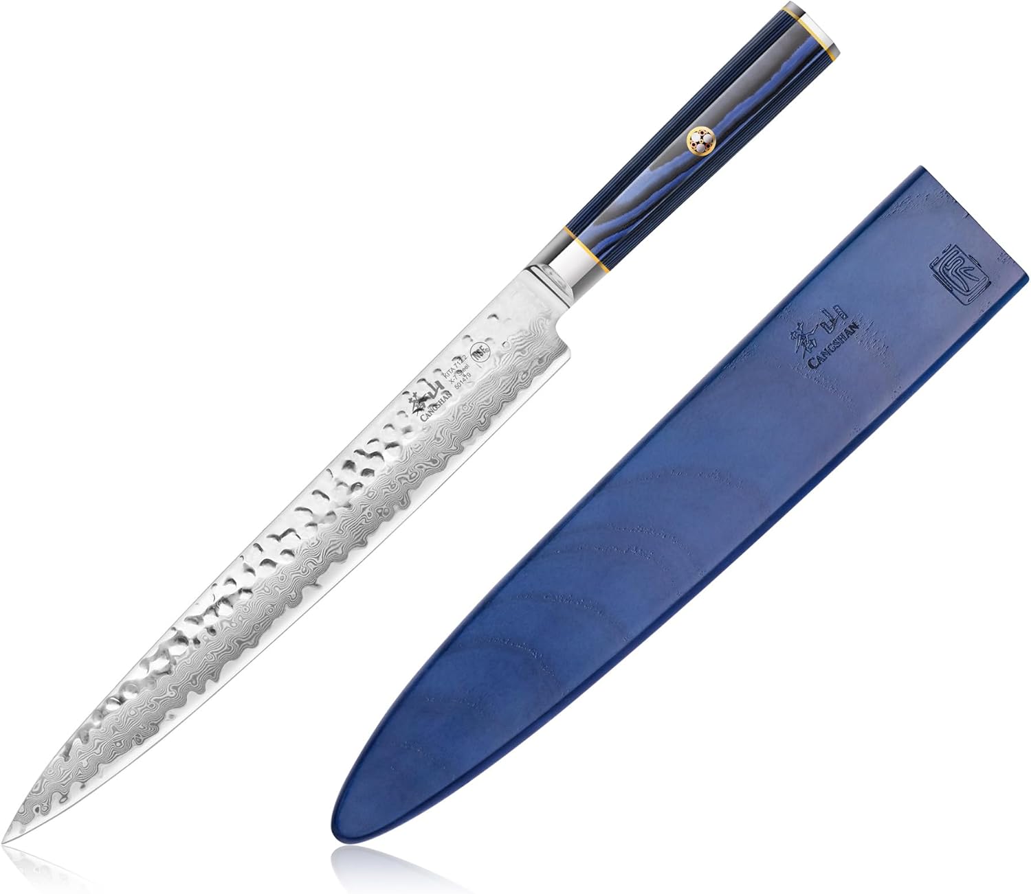 Cangshan KITA Series 10-Inch Sashimi Knife with Sheath, High Carbon X-7 Damascus Steel, 501479