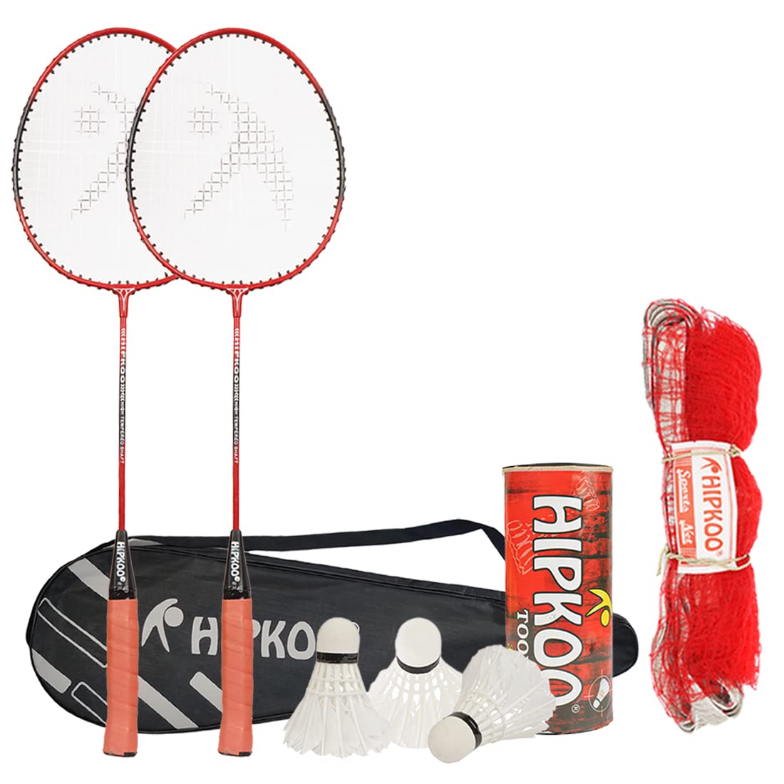 Hipkoo Sports HR 16 Aluminum Badminton Complete Racquets Set | 2 Wide Body Racket, 3 Feather Shuttlecocks and Net | Ideal for Beginner | Lightweight & Sturdy (Red) (B0BTYL94PC) Amazon Price History, Amazon Price Tracker