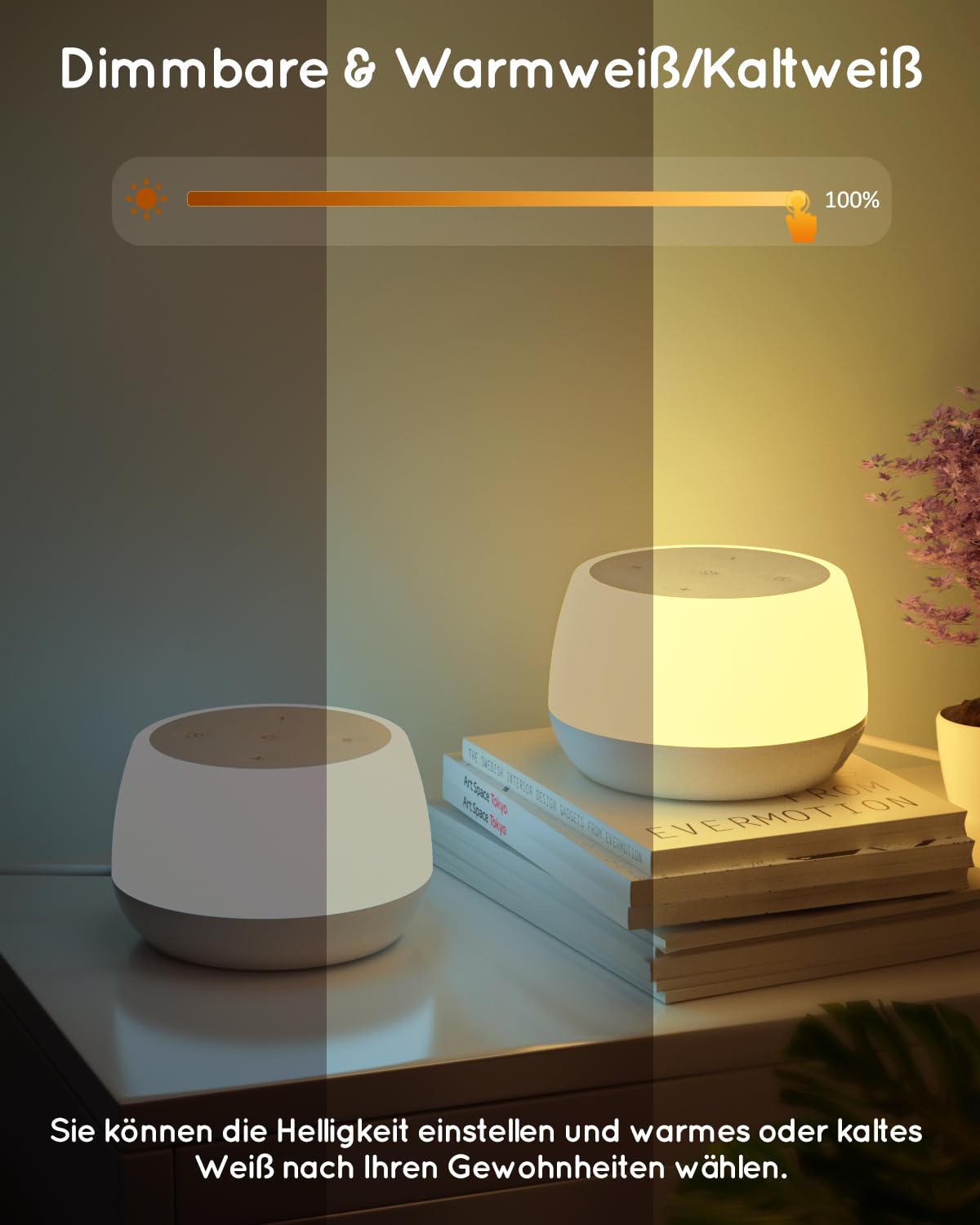 Bonsery Led-bedlamp, touch-dimbaar, met timerfunctie, tafellamp, draadloos, USB, oplaadbaar, met 9 kleurwisselende en 3 modi, babynachtlampje