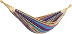 Vivere Brazilian Double Cotton Hammock with Polyester End Strings, 450 lb Weight Capacity (Oasis)