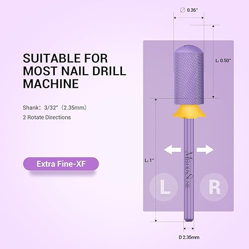 Miniatura 5 de MelodySusie Brocas de seguridad para uñas brocas de carburo de barril grande con parte superior redonda lisa de 332 pulgadas adecuadas para manicura
