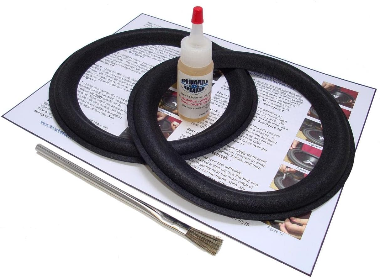 Springfield Speaker Foam Surround Edge Repair Kit - 2 Speaker Kit - 8 Inch - Compatible with Sound Dynamics: 300Ti, 4DR51775 (P97C4), Many More