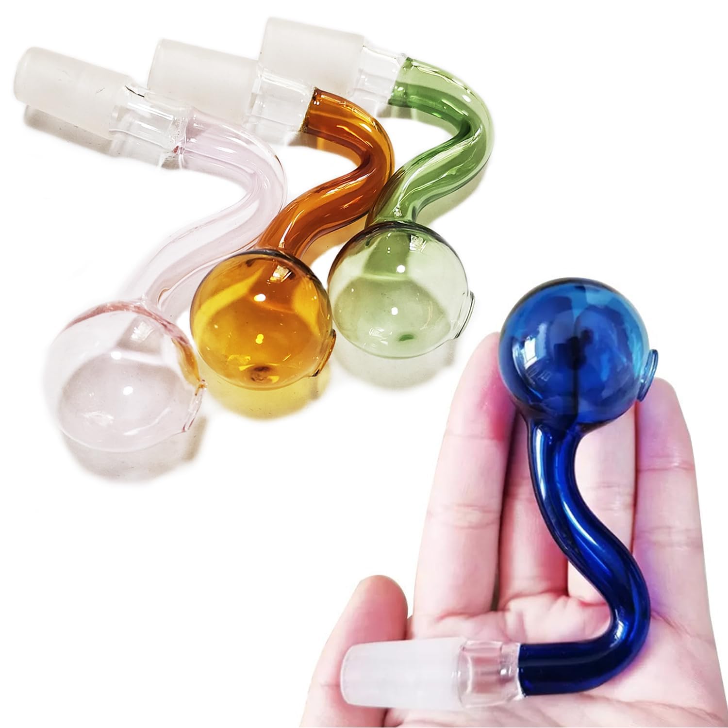 4pcs 14mm Male Glass Oil Burner Water Pipes Bong Adapter Clear Thick S Bowl for Glass Pipes Thick Water Pipes (10MM)