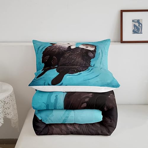 Miniatura 5 de Enhydra Lutris - Juego de edredón de nutria marina para adolescentes, tamaño Queen, lindo juego de ropa de cama de animales marinos para niños y