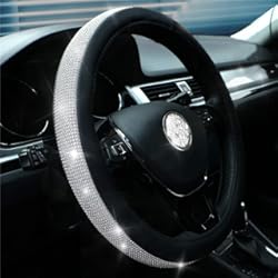 Funda Volante Logitech G29 Funda para volante con purpurina, cubierta universal antideslizante para volante TBoonor de diamantes de imitación completos, accesorios de decoración de coche (36.5-38 cm)