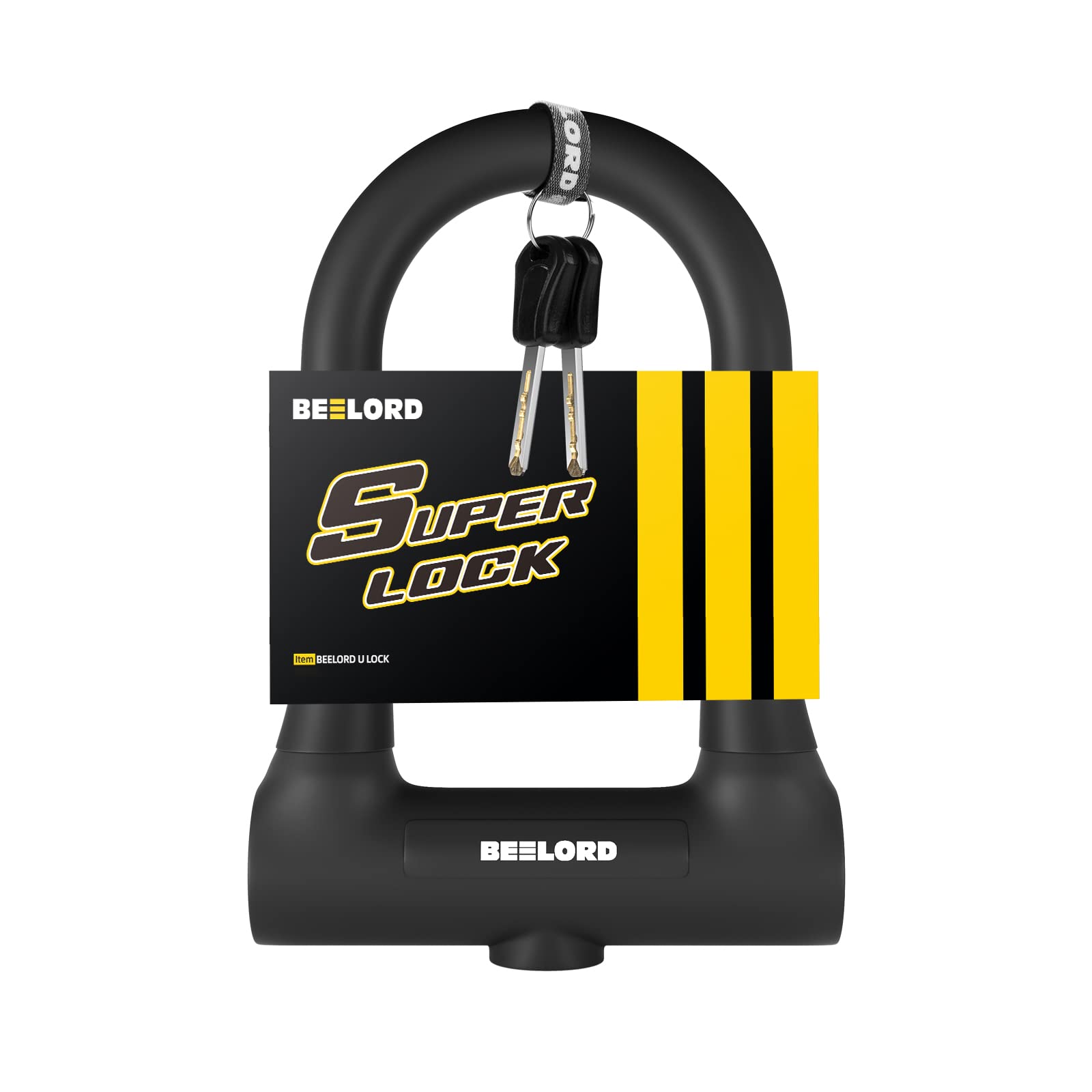 BEELORD Bike U Locks Heavy Duty Anti Theft, Bicycle Lock with Key for Bike, Electric Bike, Motorcycle and Some Doors