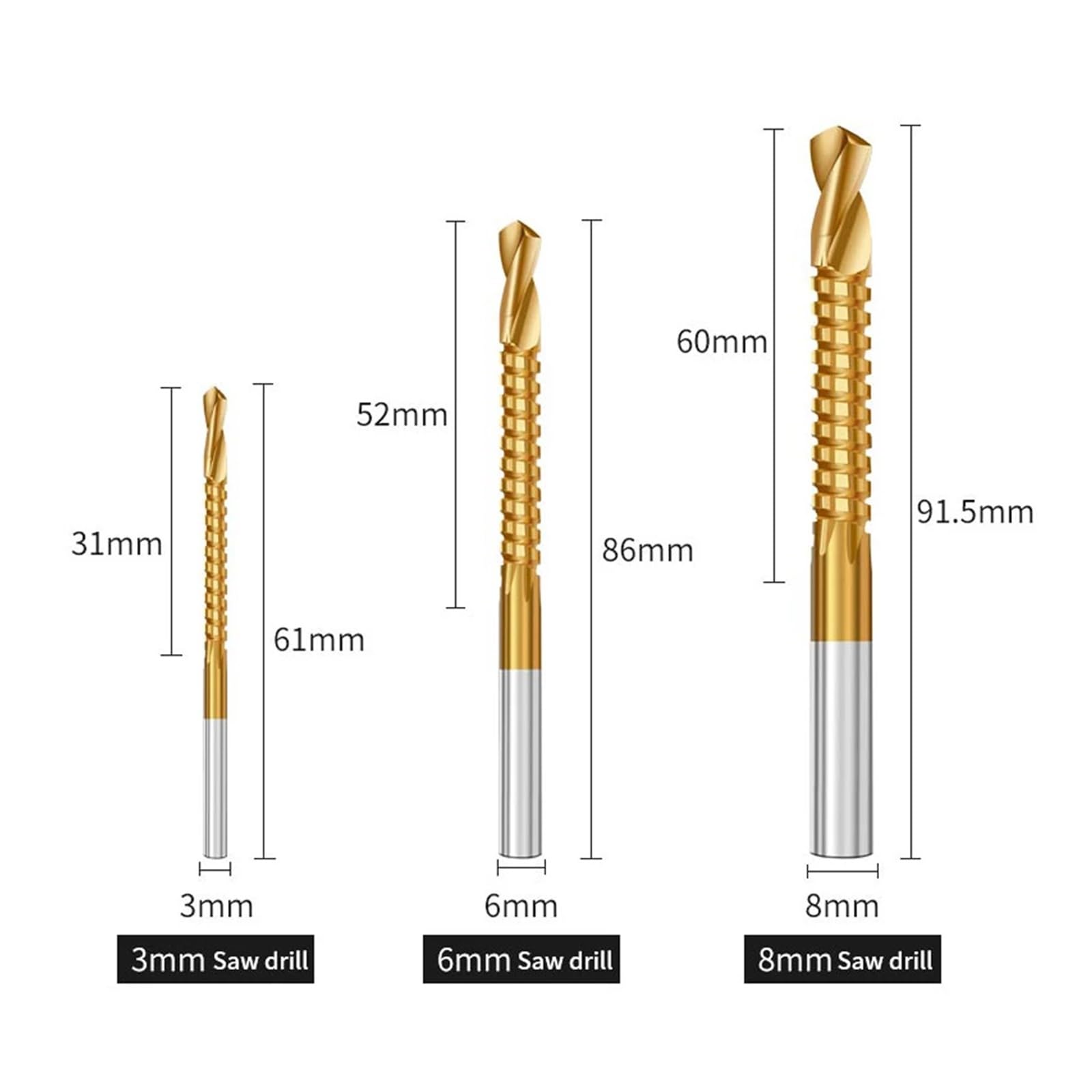 Broca escalonada ranurada en espiral, 6PCS 4 32mm 8mm Broca escalonada Juego de brocas for sierra