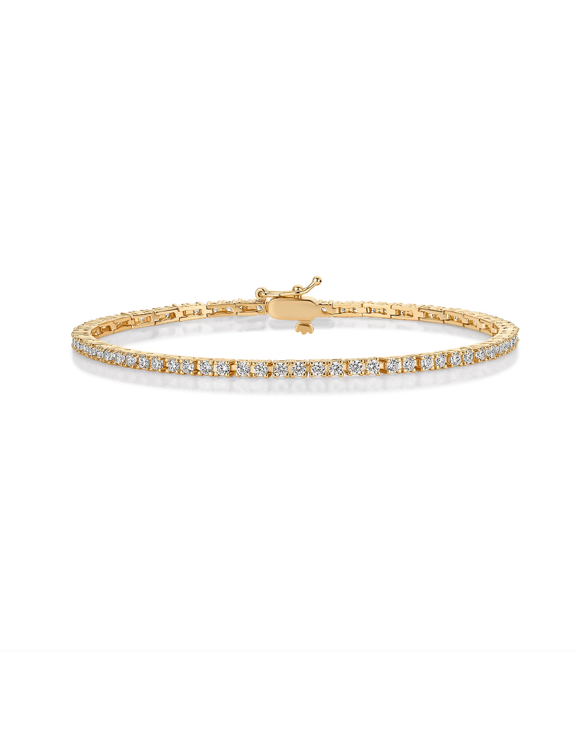 14K Gold Plated Cubic Zirconia Classic Tennis Bracelet | Gold Bracelets for Women | 2mm CZ, Size 6.5-7.5 Inch