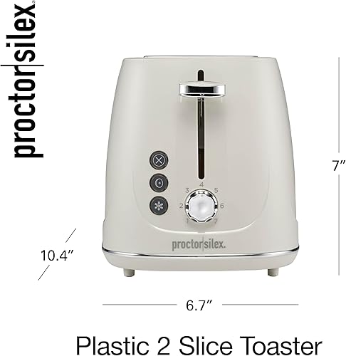 Miniatura 8 de Proctor Silex Tostadora de plástico de 2 rebanadas, bagel, botones de descongelación y cancelación, control de dorado con 7 tonos, apagado