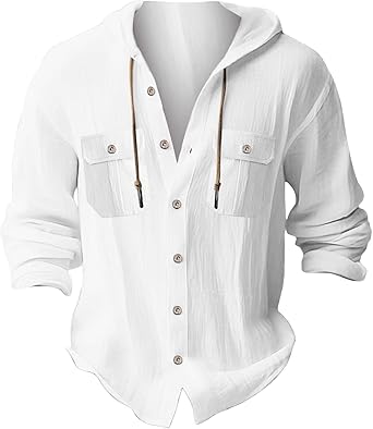 Camicia Con Cappuccio Uomo - Maniche Lunghe, Estiva, Casual E Sportiva