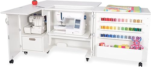 Miniatura 2 de Arrow K8411 Wallaby Kangaroo Sewing, Cutting, Quilting, Crafting Cabinet and Table, Includes Storage and Airlift, Portable with Wheels White Ash