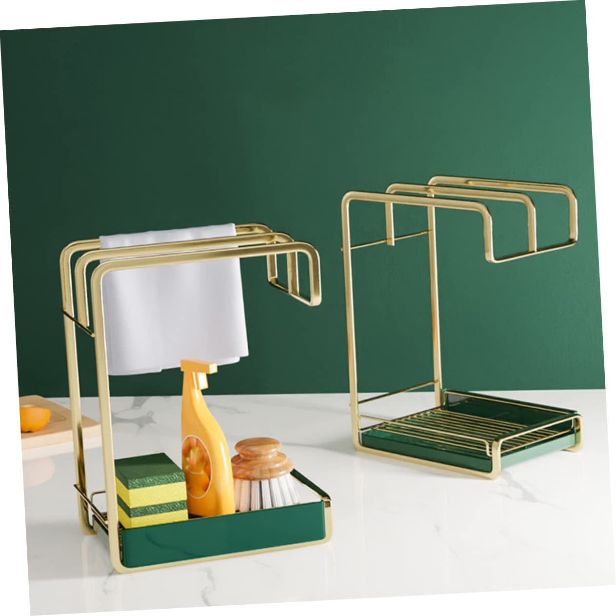 MAGICLULU Porta Spugne Vassoio di Scolo, Supporto da Parete per Cucina, Organizzatore per Utensili da Lavello in Ferro e Plastica Stile Creativo