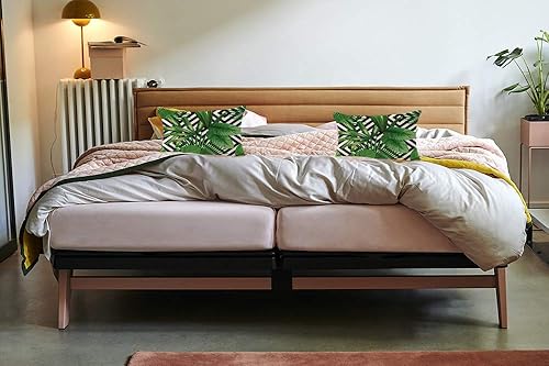 Miniatura 3 de Swono Funda de almohada con hojas de palmera tropical, diseño exótico de selva, hojas de palmera tropicales en la geometría de algodón y lino, funda