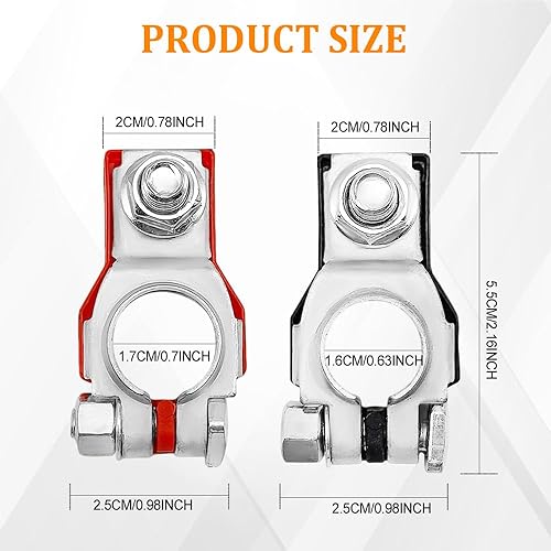 Miniatura 2 de 2 conectores de terminal de batería, terminal de cable de batería, conector de latón positivo y negativo con parte inferior de plástico, juego de