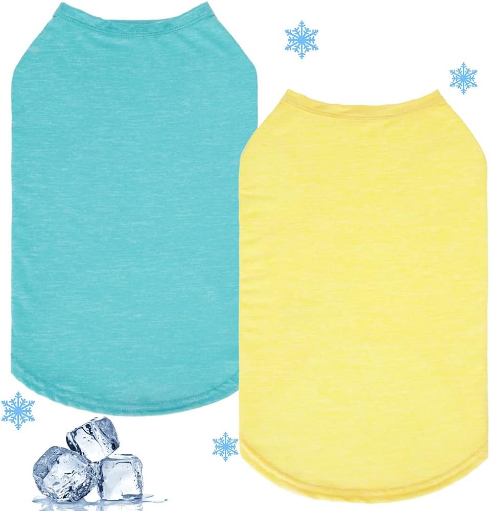 Dog Cooling Shirt 2 Packs - Quick Dry Soft Breathable Stretchy Shirt Self Cooling Absorb Water and Evaporate Quickly Sleeveless Vest for Small Medium Dogs Cats Puppy : Pet Supplies