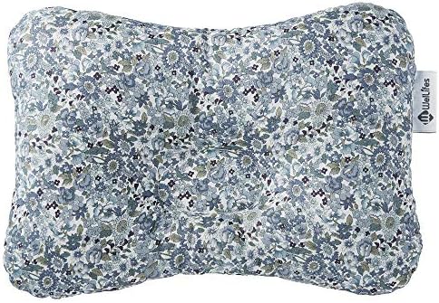 W WelLifes Baby Pillow for Newborn Breathable 3D Air Mesh Organic Cotton, Protection for Flat Head Syndrome Floral Blue