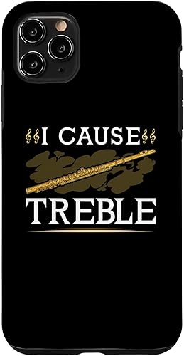 Funda para iPhone 11 Pro Max con flauta transversal I Cause Treble divertida funda Flutist