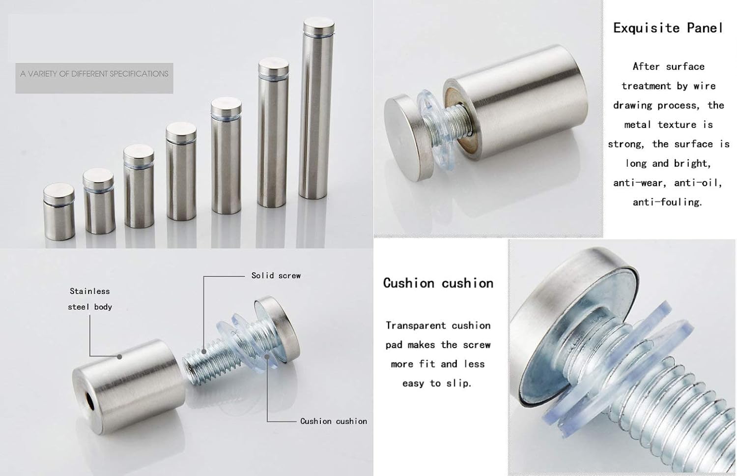 RuoFeng Stainless Steel Wall Mount Glass Standoff Holder Screw Nails Advertising Nails 12 Pcs (19x70mm) - Image 3