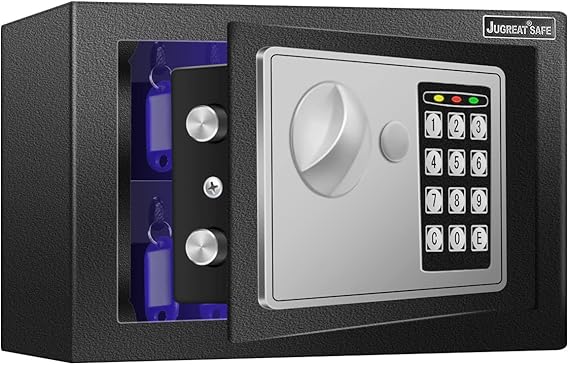 JUGREAT 25 Keys Cabinet with Sensor Light,Electronic Key Safe,Pin Code Keyless Storage Box for Keys,Secure Wall Mount Safe with 25 Key Tags