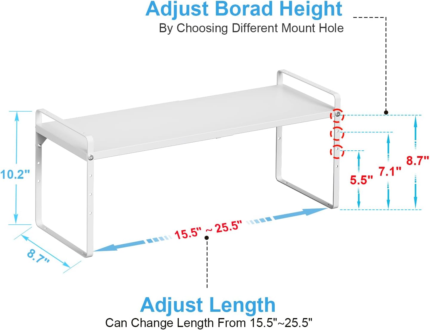 15.5 to 25.5 Inch Expandable Kitchen Cabinet Organizer Shelf, 30 LBS Heavy Duty Stackable Kitchen Counter Storage Shelves Organizers, 2 Pack Adjustable Small Storage Shelf Rack for Cabinet Cupboard - Image 2
