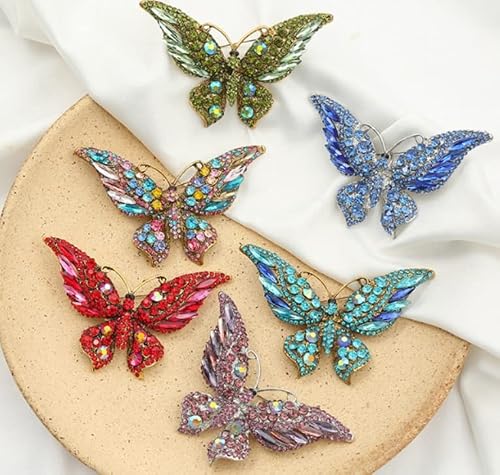 Crystal Rhinestone Butterfly Brooch Elegant Lapel Pins Dress Accessories Jewelry Gift For Women Girls (Multi) #TOP3