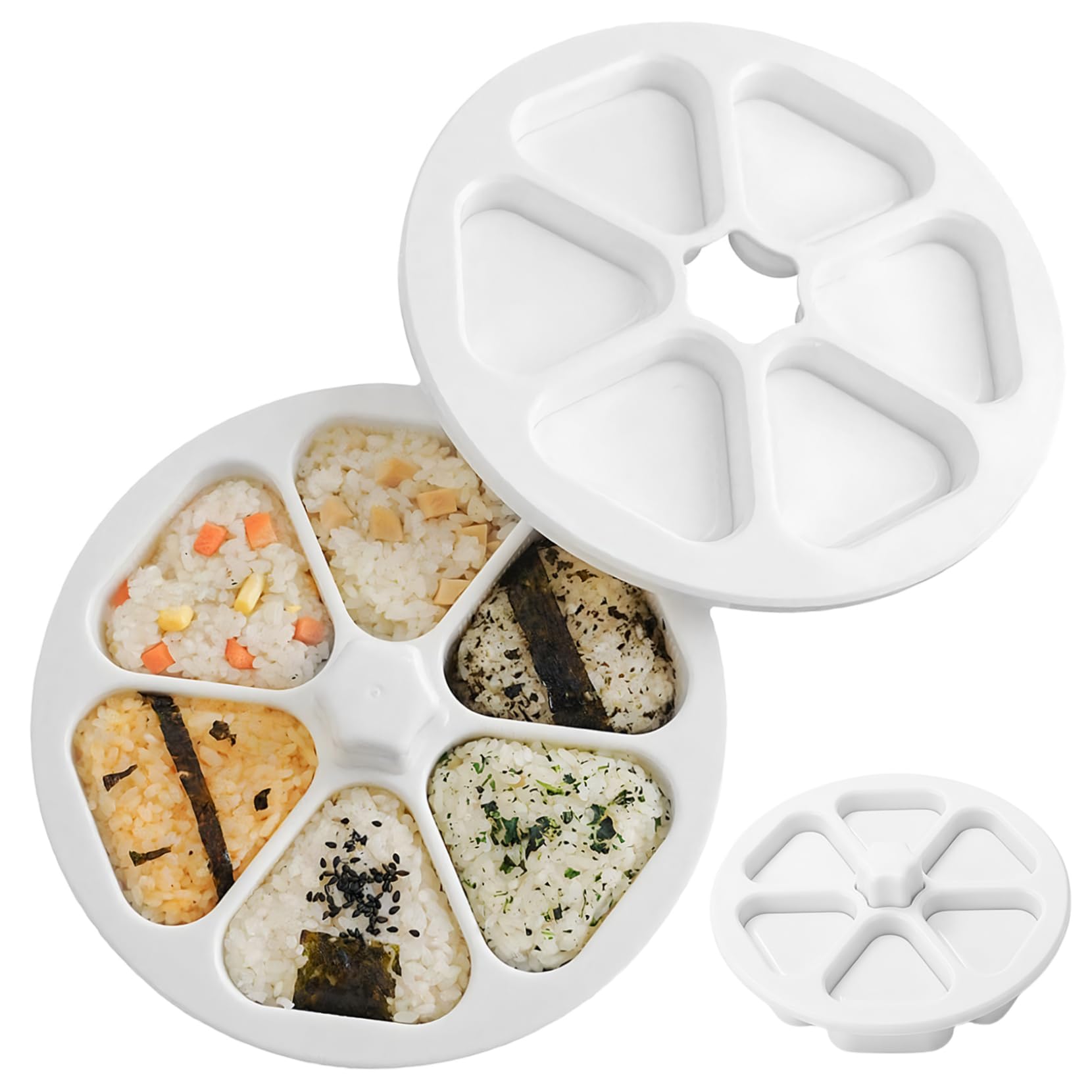 Rice Ball Mold, 6-In1 Food-Grade Onigiri Mold Set Non-Stick Triangle Onigiri Maker for Making and Storing Sushi