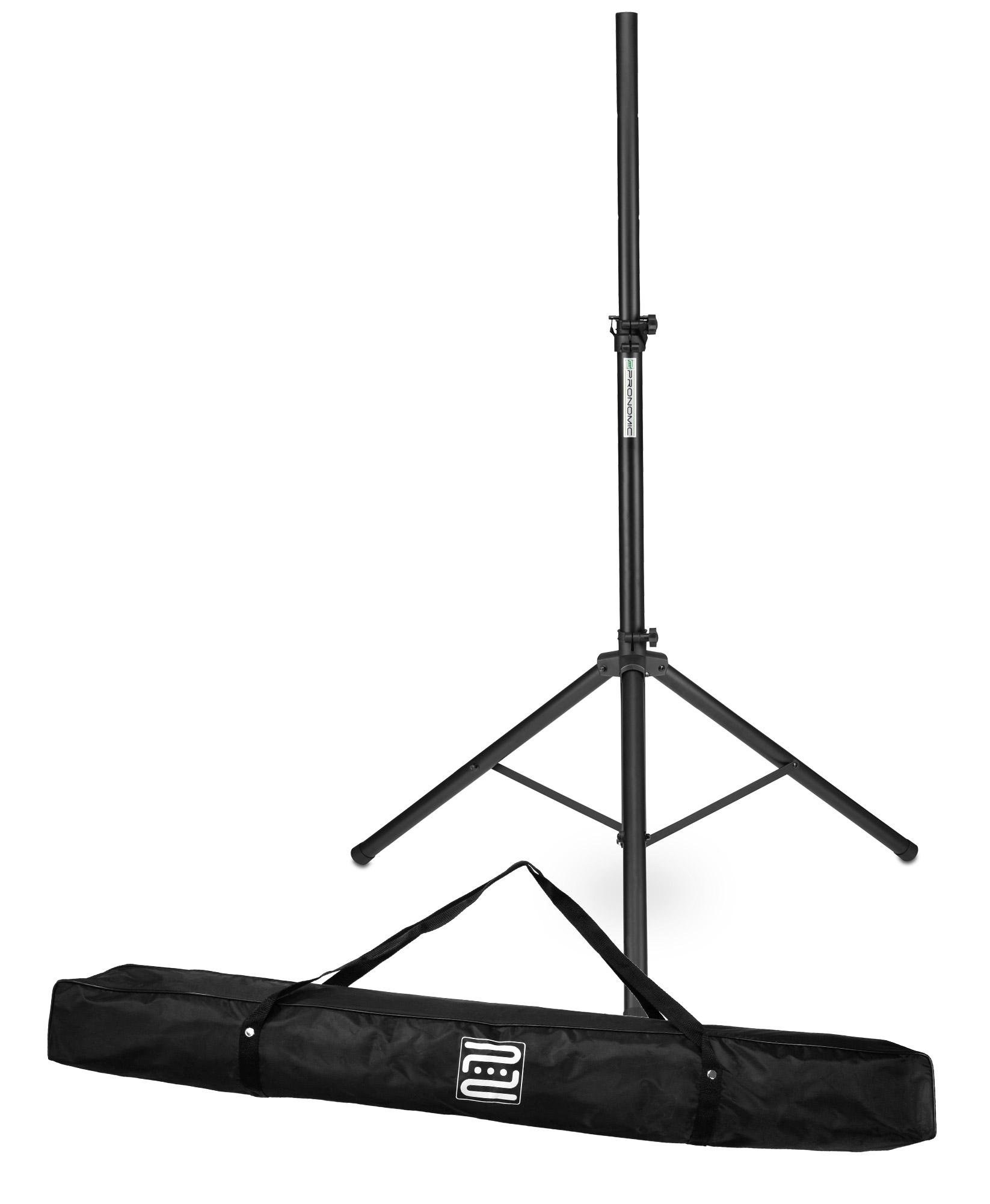Pronomic SPS-1A Statore per Casse in Alluminio Set con Borsa, Peso: 2 | Solida struttura a treppiede extra larga, Rinforzi aggiuntivi, Grandi viti di serraggio per il fissaggio, 0 kg, Colore: nero