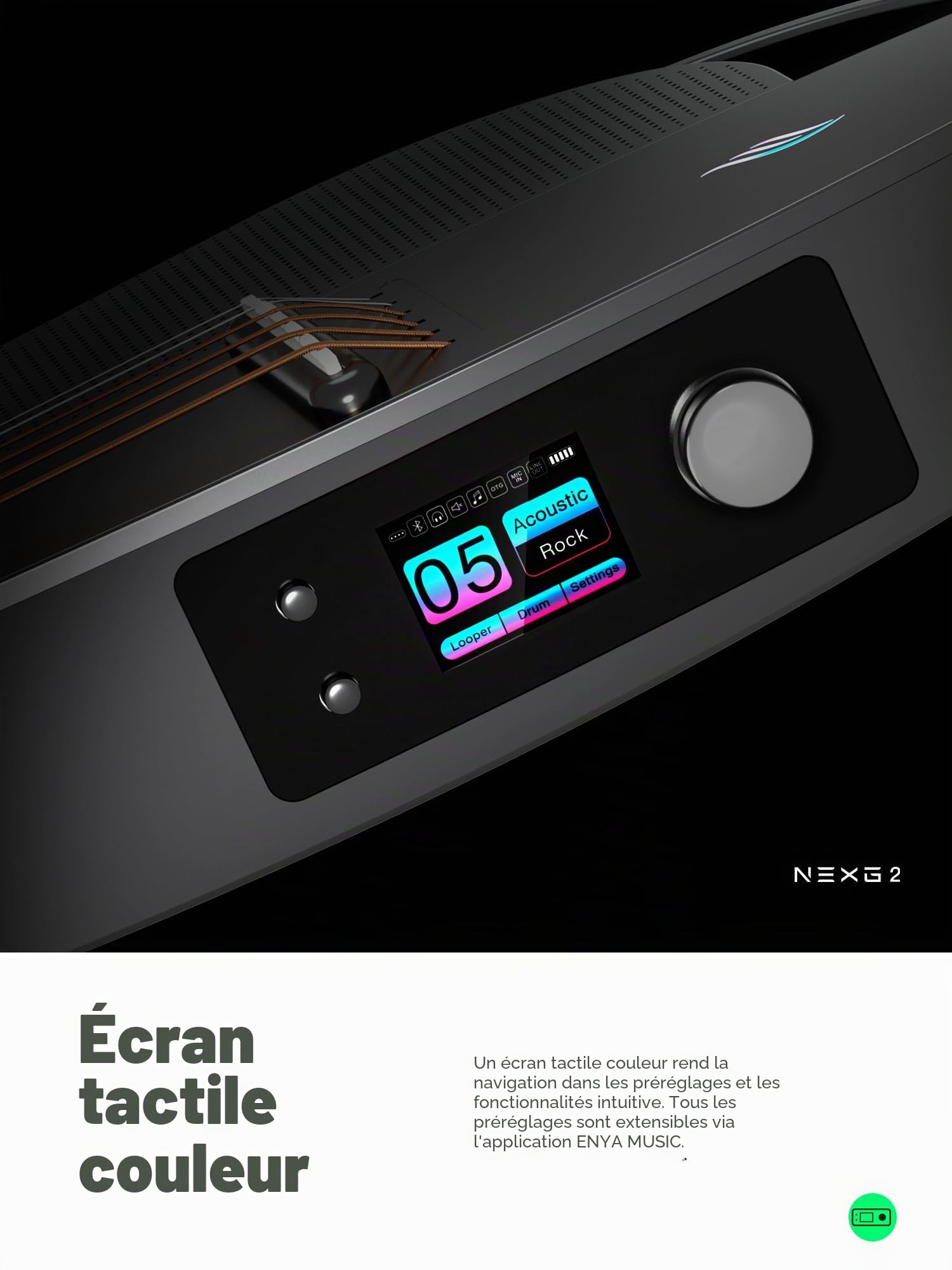 Enya Guitare Électrique Acoustique NEXG2 - Noir 38 Pouces Smart Audio Guitar en Fibre Carbone pour Adultes Avec Haut-parleur Sans Fil 80 W Microphone Hi-Fi Écouteurs Footswitch Chargeur y Funda