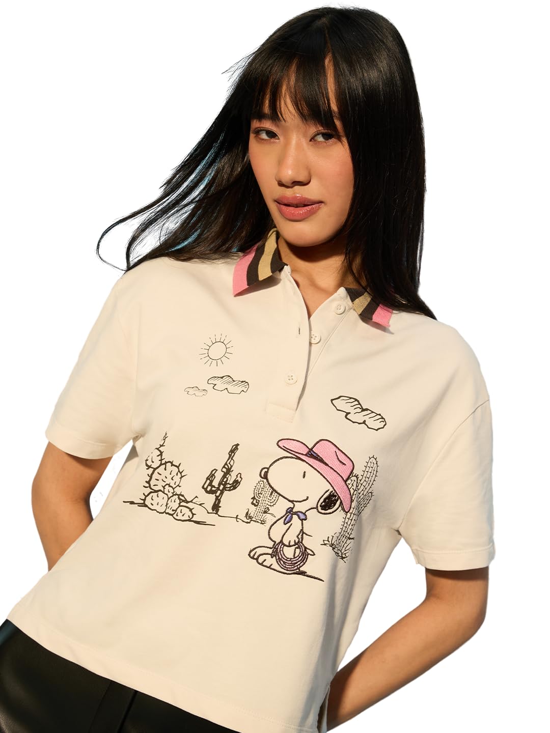 The Souled Store Peanuts Wild West : Women and Girls Short Sleeves Spread Collar Off-White Embroidered Cotton Regular Fit ... - Review, Price and Buying Guide
