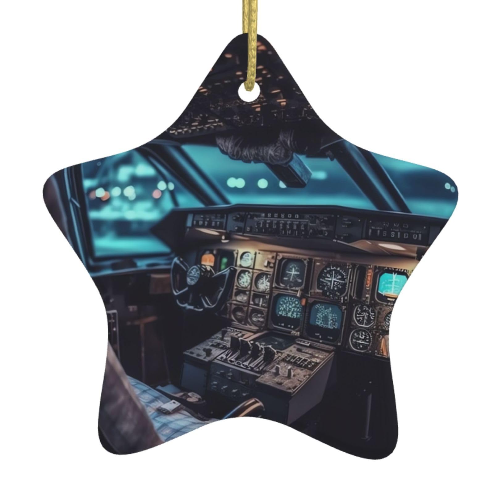 Fodpand Women's White Airplane Cockpit Christmas Ornaments 2025, Gift Exchange For Men, Collectible Ceramic Ornament Star Hanging Ornaments For Christmas Tree Decoration