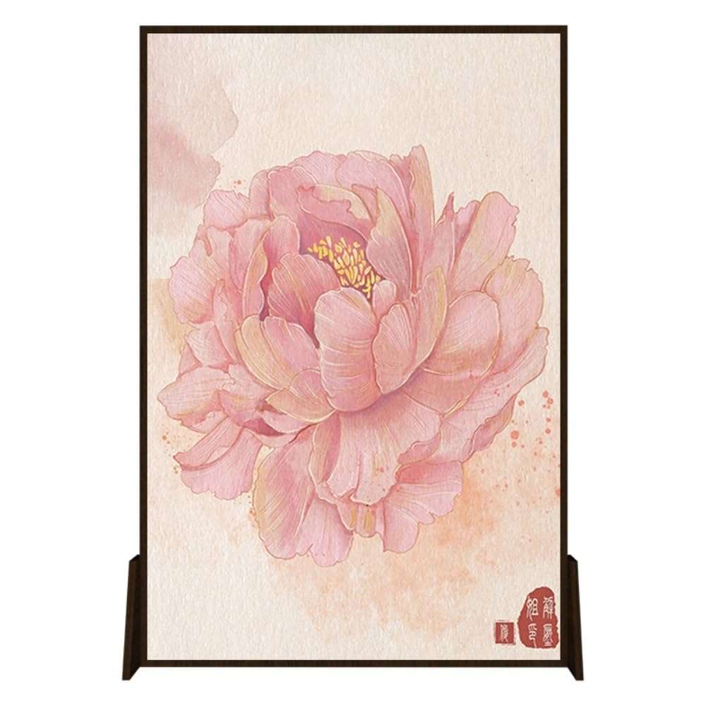 Privacy Screen Chinese Peony Screen Partition Home Living Room Porch Office Decoration Background Wall Wooden Mobile Seat Room Divider