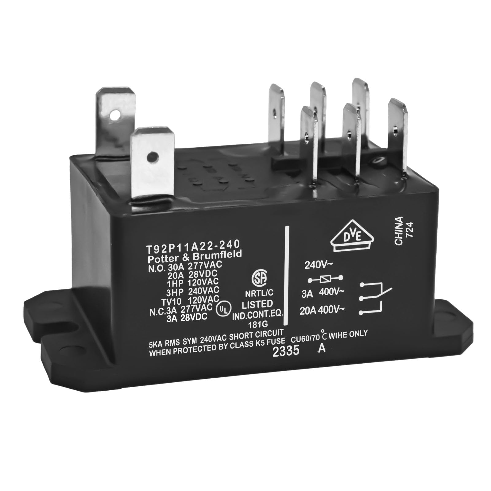 Formiden T92P11A22-240 30A 240VAC DPDT Panel Mount Industrial Power Relay