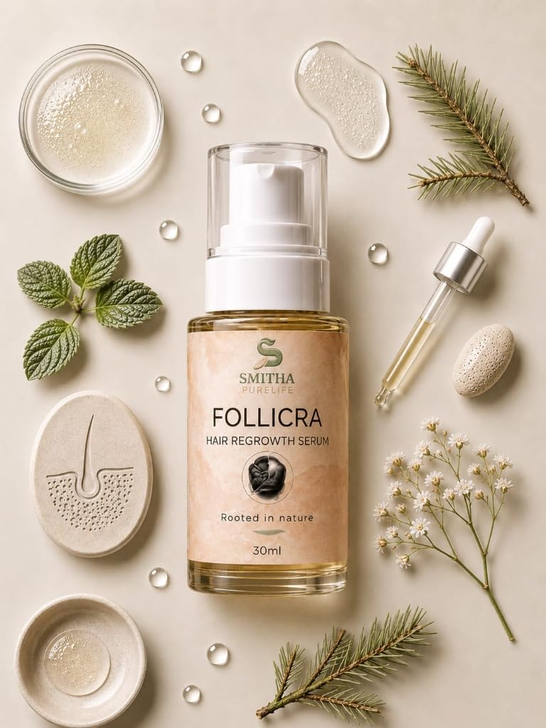 SMITHA PURELIFE Follicra Hair Regrowth Serum | Rooted in Nature Hair | Scalp Care for Men & Women | Hair Growth Support Serum 30ml-image-20