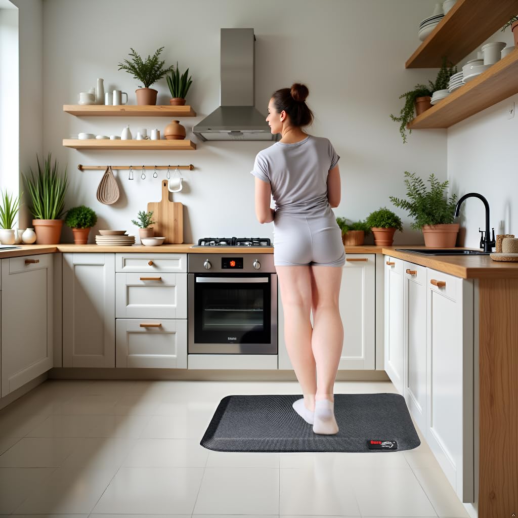 Duro Comfort Anti-Fatigue Kitchen Mats for Floor Anti Slip – Kitchen Accessories Items for Home, Office, Work, Standing Desk – Standing Comfort Mat – Ergonomic, Pain Relief, 76x46x2 cm, Grey discount deal