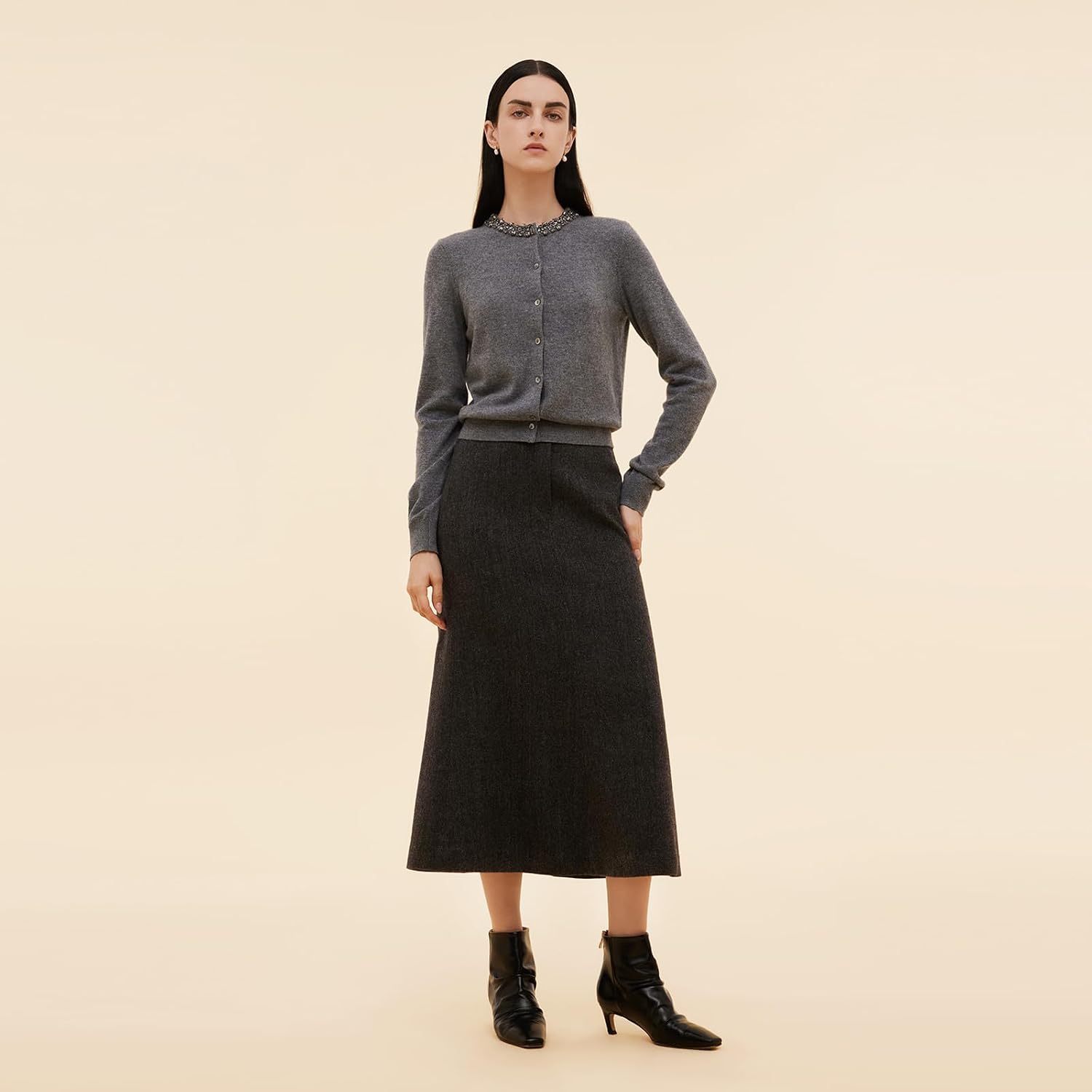 GOELIA Merino Wool Cardigan Sweaters for Women Trendy 2026 Open Front Button Down Long Sleeve Fit Spring Knit Cardigans