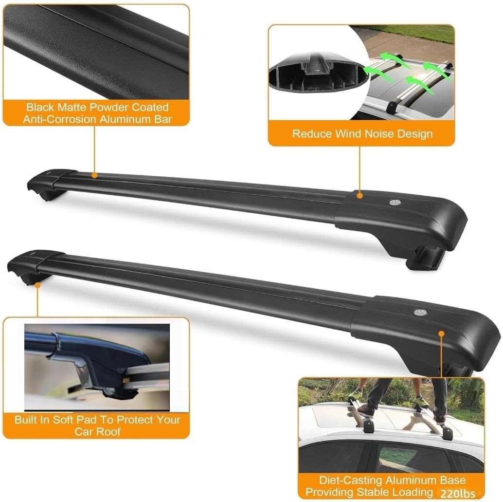 Aluminum Roof Rack Cross Bars Fits for Hyundai Tucson 2022-2026 XRT with Raised Side Rails, Lockable Roof Rails Crossbar Rooftop Luggage Carrier 220lbs,Black