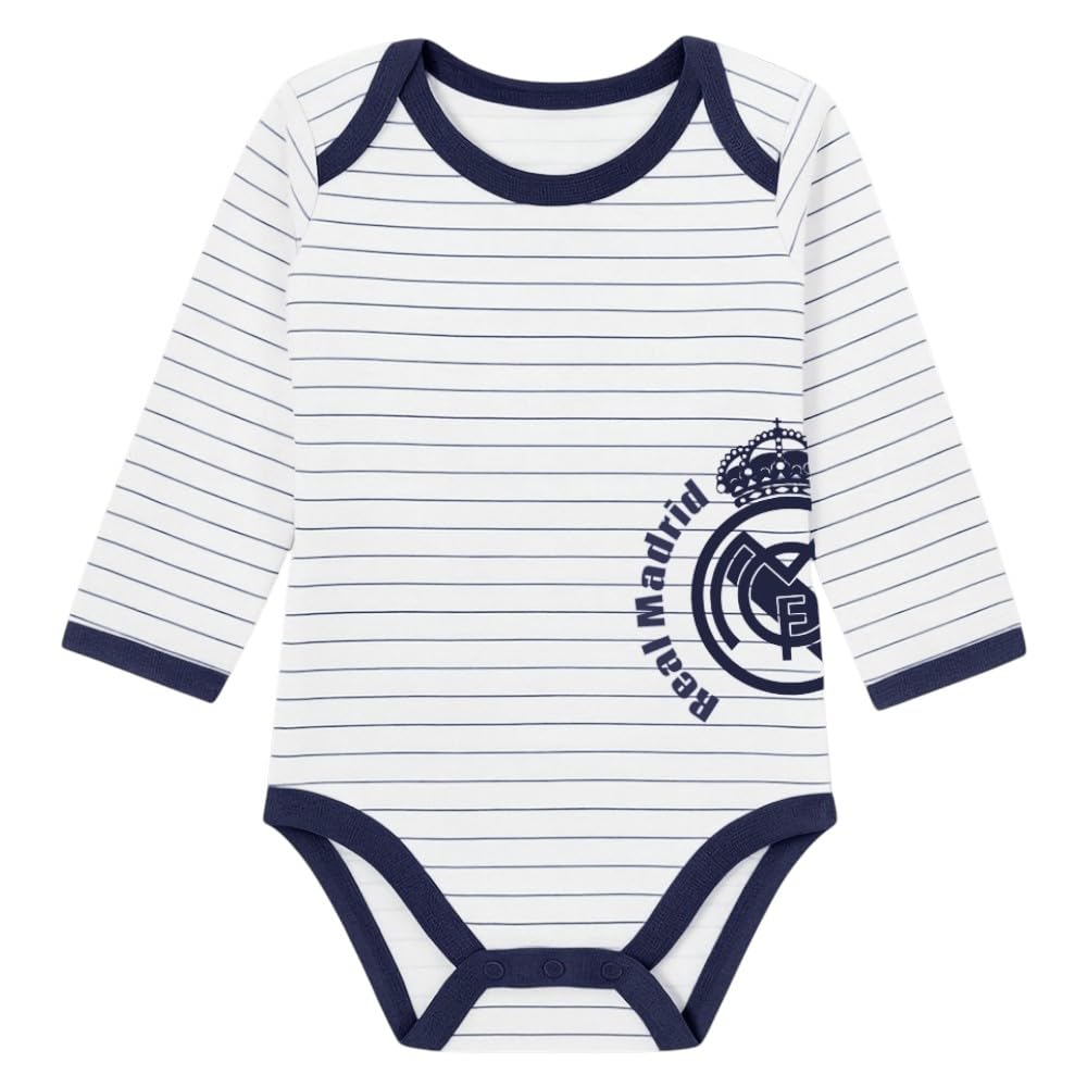 Genérico R.Madrid – Body Bebé Azul Personalizable | Nombre o Texto Bordado | Diseño Oficial | Algodón Suave | Regalo Único | Afición desde la cuna - 12 MESES