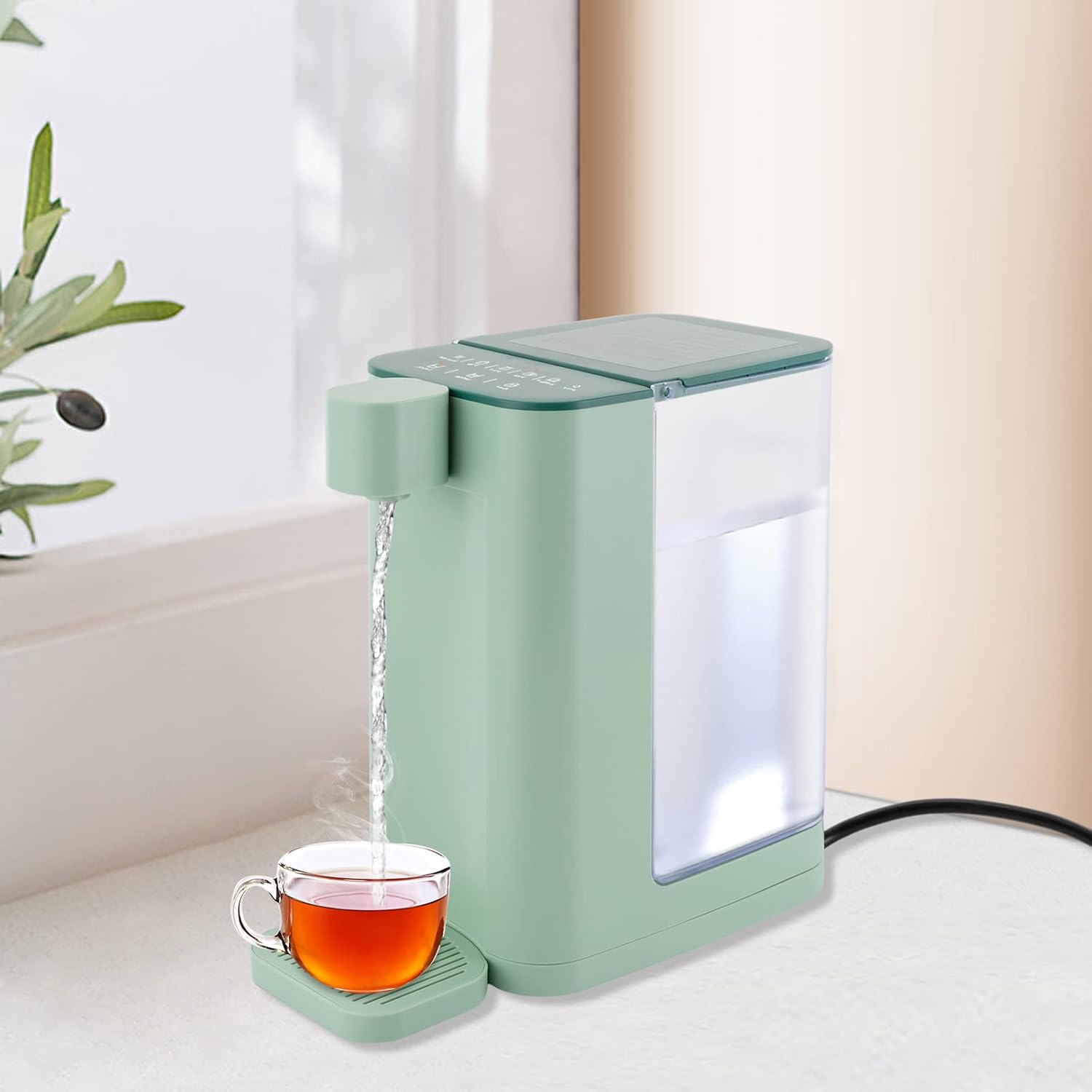 Electric Kettles,3L Water Tank Instant Hot Water Dispenser For Quick Heating & Outputting, Adjustable 5 Temperatures1600W Low-Noise Green Electric Kettles,Countertop Water Warmer Water Boiler For Home