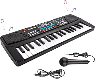 MSANMERSEN 37 Keys Kids Piano Keyboard with Microphone - Portable Electronic Piano Toy for Beginners 3-6 Year Olds