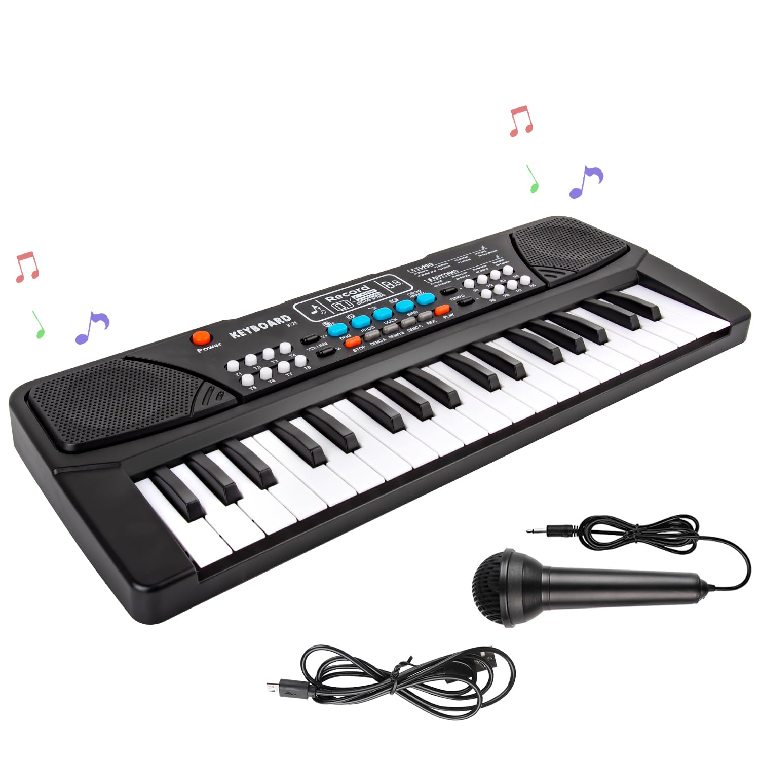 M SANMERSEN Kids Piano Keyboard, Piano for Kids with Microphone Portable Electronic Keyboards for Beginners 37 Keys Musical Toys Pianos for Girls Boys Ages 3-8