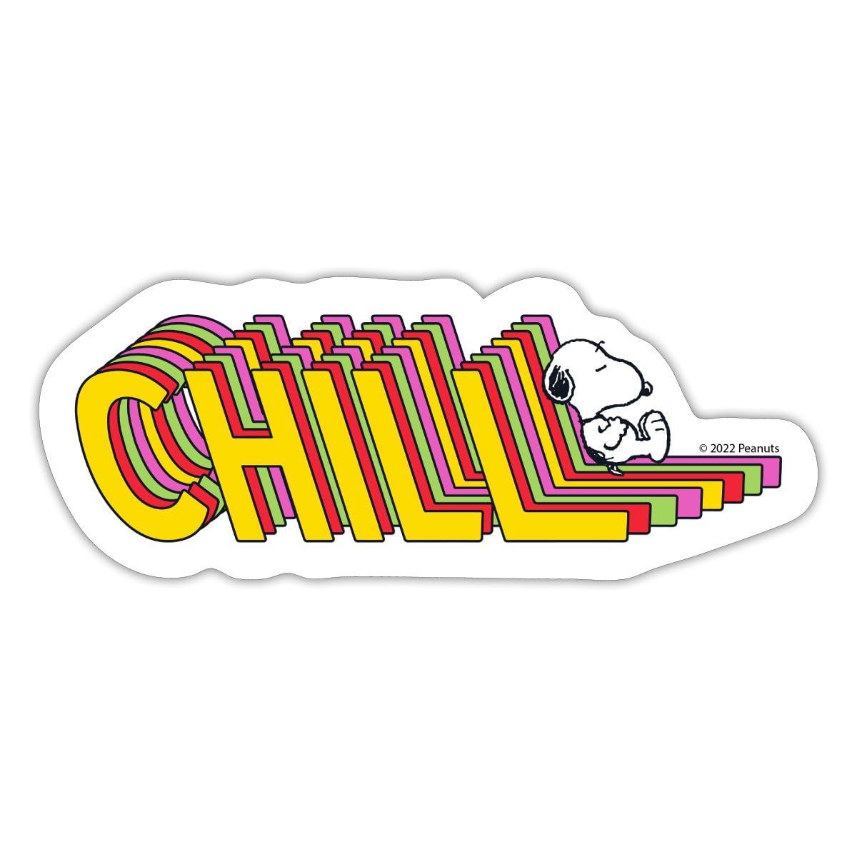 Spreadshirt Official Peanuts Snoopy Chill Sticker Size S (10 x 10 cm), 10 x 10 cm, White Matte