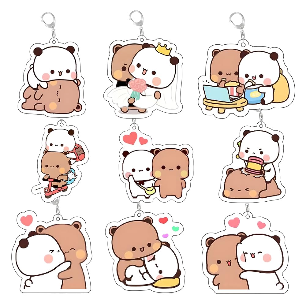 Bubu Dudu Keychain, Dudu Bubu Key Chain, Kawaii Cartoon Couple Keychains, Cute AnimeKeychains, Panda Keychain