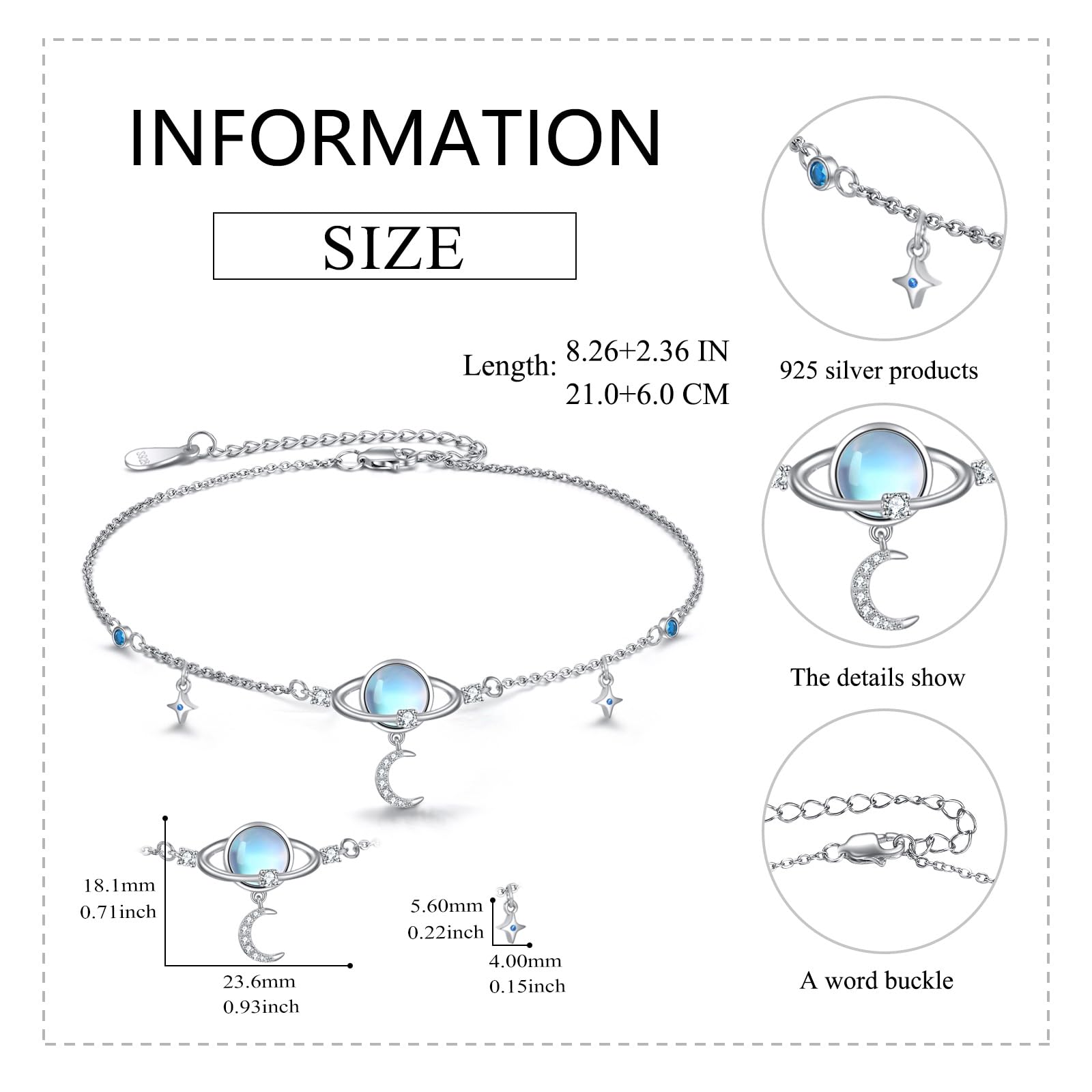 AXELUNA Cavigliera da donna in argento Sterling S925, da spiaggia e mare, cavigliera, gioiello regalo per le donne