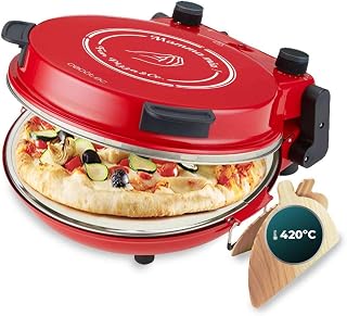 Cecotec Elektrischer Pizzaofen Fun PizzaundCo Mamma Mia, 1200W, Timer bis 15 Min, Temperatur bis 420º in 3 Min, Einstellbarer Thermostat, Keramiksteinplatte, Leuchtanzeige, Gleichmäßiges Garen