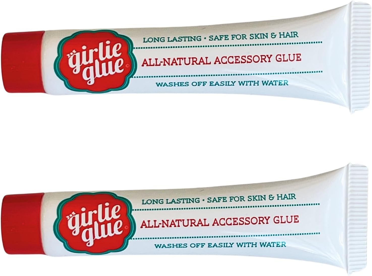 Girlie Glue, Gentle Hair, Skin Adhesive for Babies & Pets, Non-Toxic, Long Lasting, Dries Clear, Washes Off with Water. 2 Tubes.