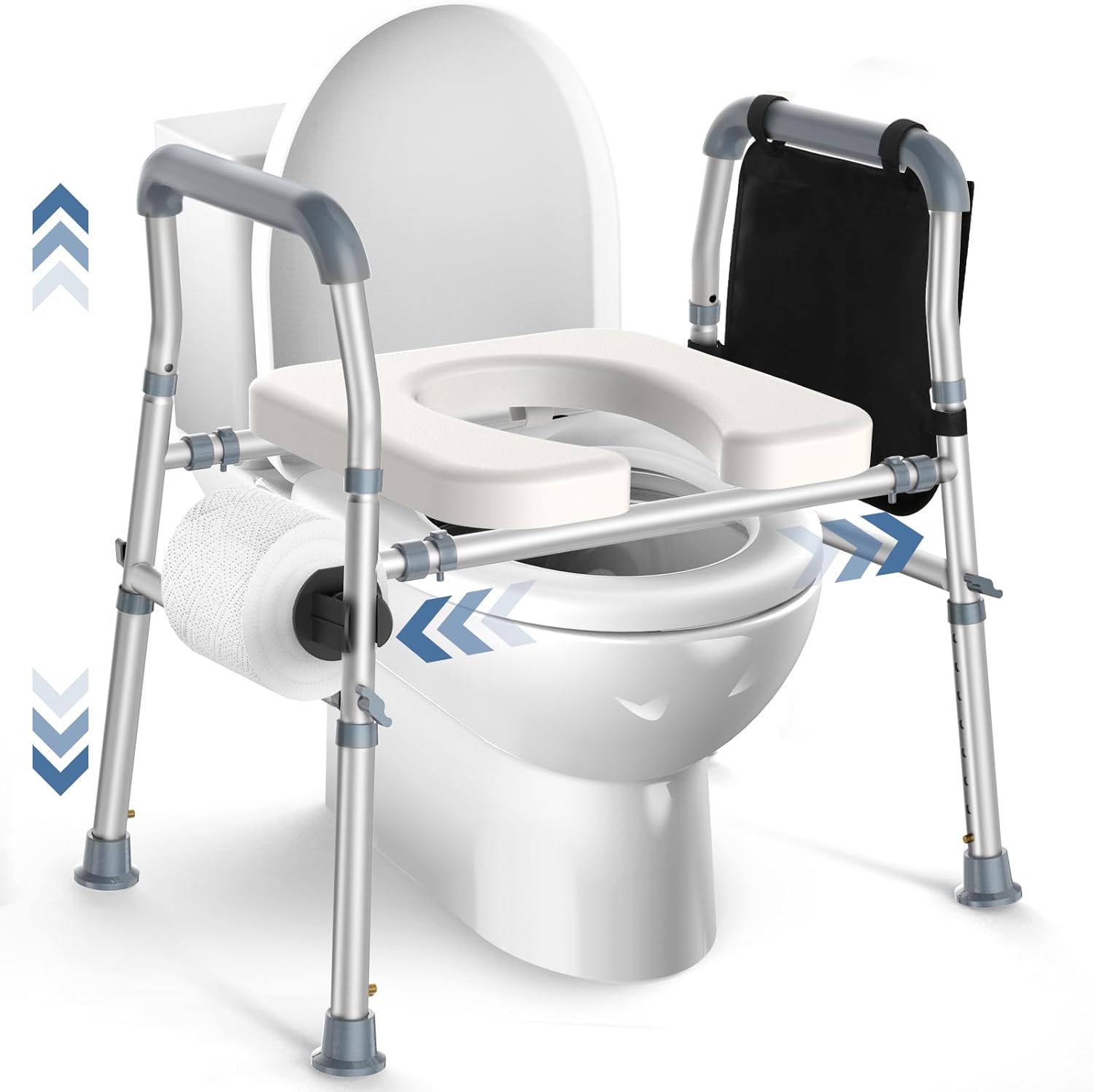 Raised Toilet Seat with Handles, Toilet Seat Risers for Seniors with ...