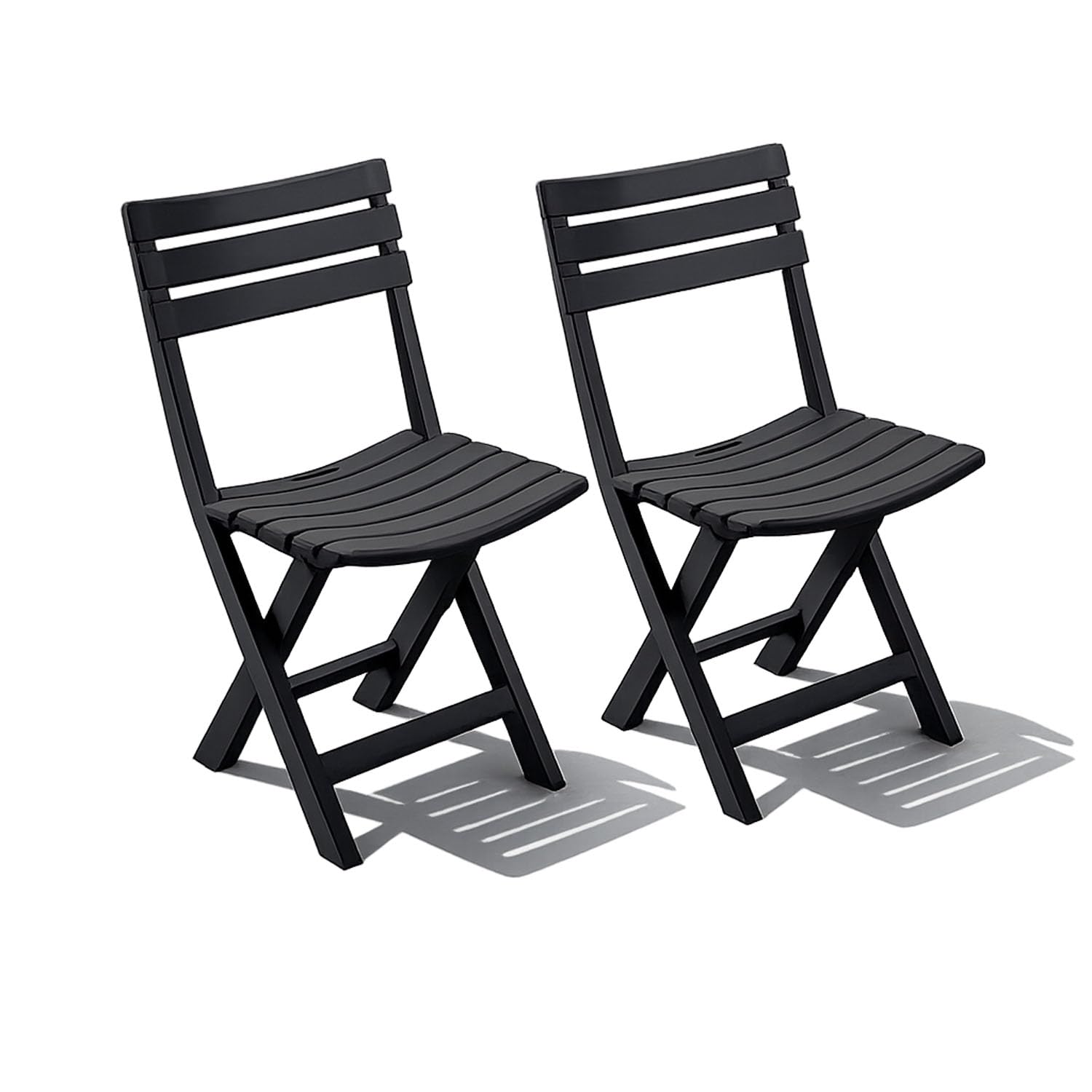 Mojawo Lot de 2 chaises pliantes confortables pour terrasse, jardin, balcon et camping – Fauteuil pliant résistant aux intempéries – Anthracite