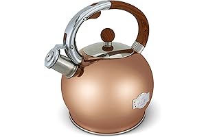 Fancy Stove Top Whistling Tea Kettle in Elegant Rose Gold