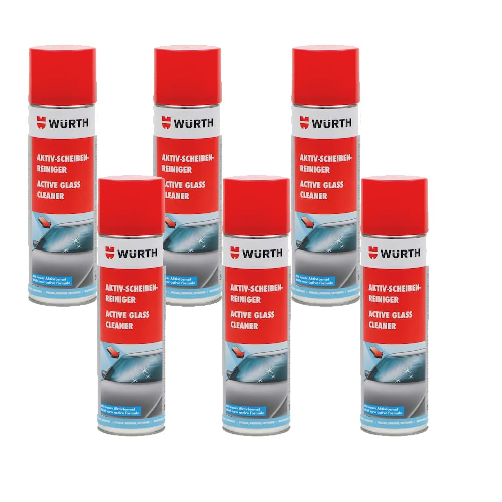 6x Würth - Attivo detergente per parabrezza in schiuma + 1 panno in microfibra Classic gratisF