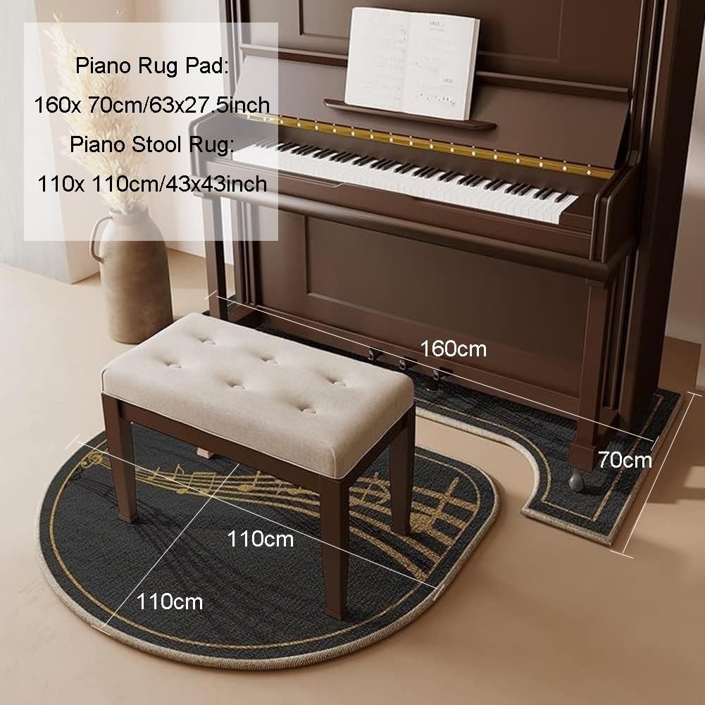 Soundproof Rug for Piano, Piano Rug Mat Sound Proof Rug Piano Noise Reduction Rugs Soundproof Mat Heat Insulation Moisture-Proof Non-Slip Floor Mat(Black)